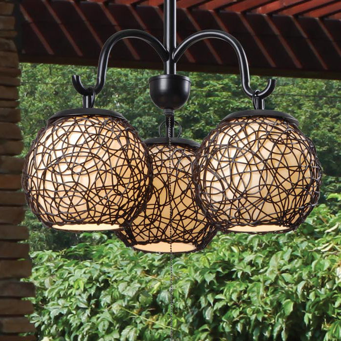 World Menagerie Divita Cream 3 -Bulb 20.5" H Plug-in Outdoor Chandelier